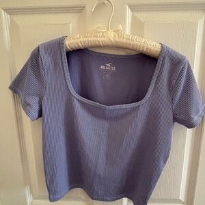Hollister Lilac Ribbed Square-Neck Crop Top